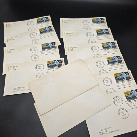 1969 First Day Of Issue Moon Landing Covers With 10¢ Postage Stamp Lot LI3020 - Picture 10 of 10